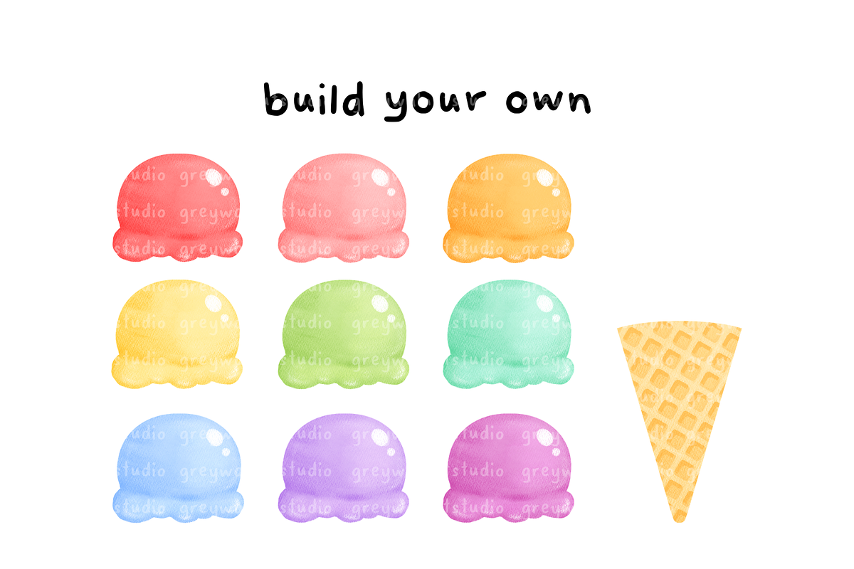 Ice Cream Cones Clipart, an Illustration by greywalnutstudio (Photo 5 of 6)