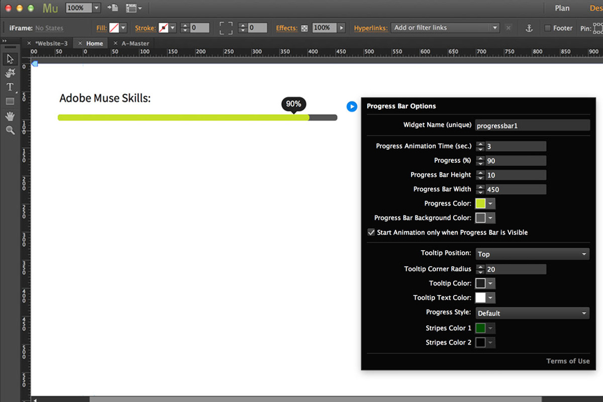 Progress Bar Adobe Muse Widget, a Plug-in Add-On by MuseTemplatesPro (Photo 2 of 2)