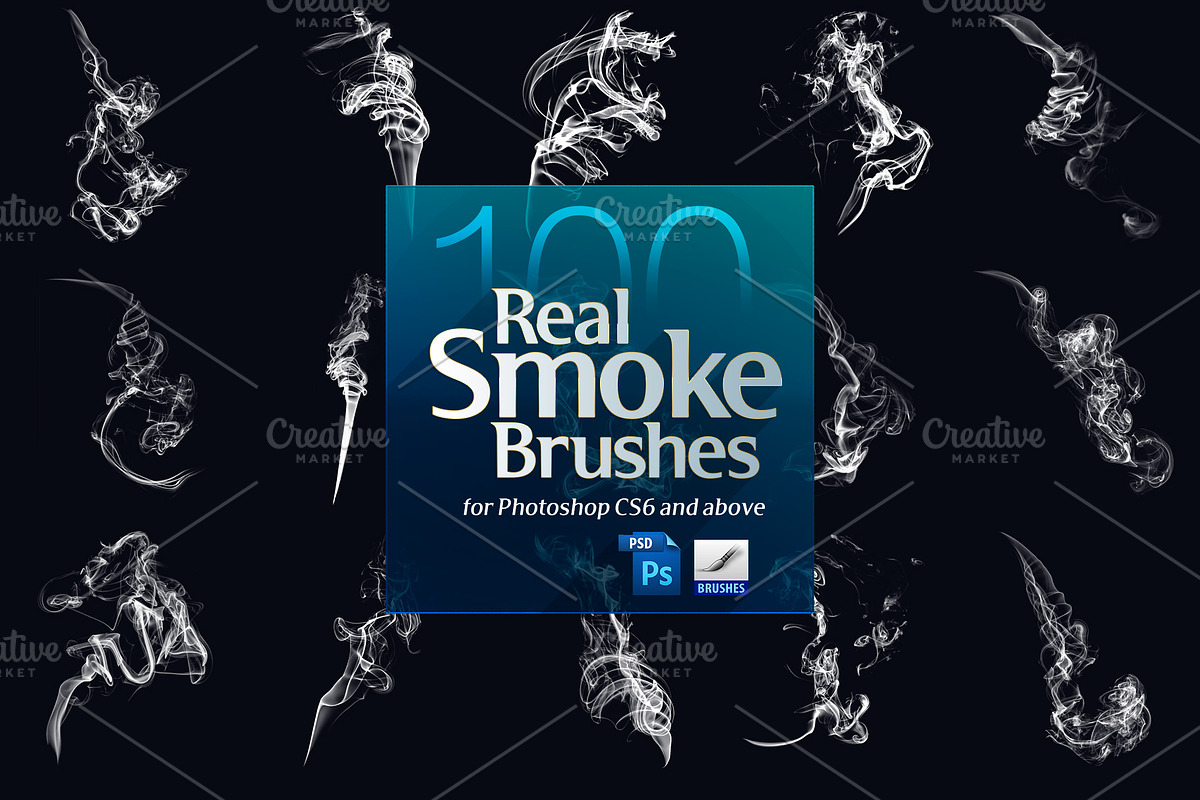 100 Real Smoke Brushes for Photoshop, a Brush Add-On by Creative Graphics (Photo 8 of 11)