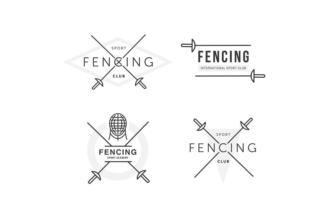 Set Of Fencing Sports Vector Logo Or Badge Emblem Elements Fencing Equipment  Rapier Foil Mask Sport Academy by Di Bronzino  Creative Market