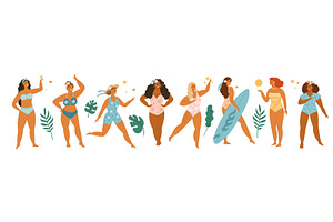 Beautiful body positive women in, a Person Illustration by YummyBuum