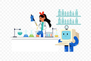 AI Robot & Doctor Analyzing Medical, a Healthcare Illustration by Partikusi Design (Thumbnail 3 of 3)