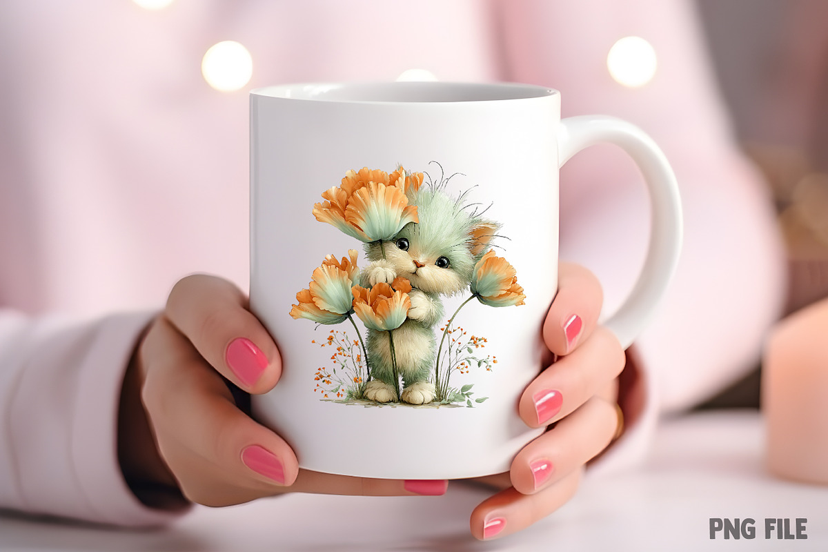 Whimsical Spring Cats Clipart, an Illustration by Craft Nest (Photo 8 of 11)