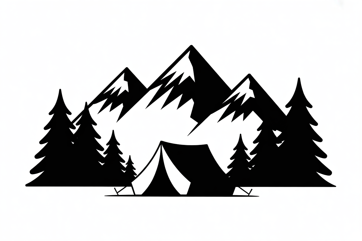 silhouette camping tent mountain, an Illustration by Amazin_art (Photo 13 of 17)