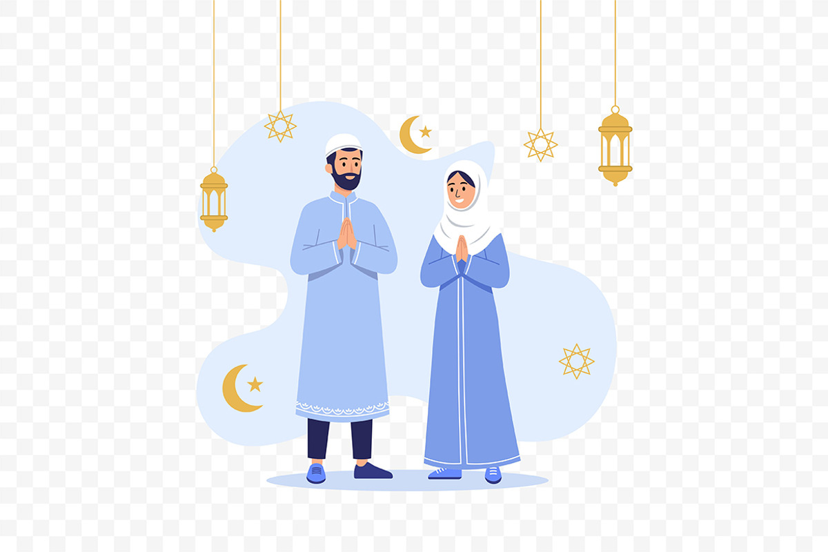 Happy Muslim Family Eid Al-Fitr, a Seasonal Illustration by Partikusi Design (Photo 3 of 3)