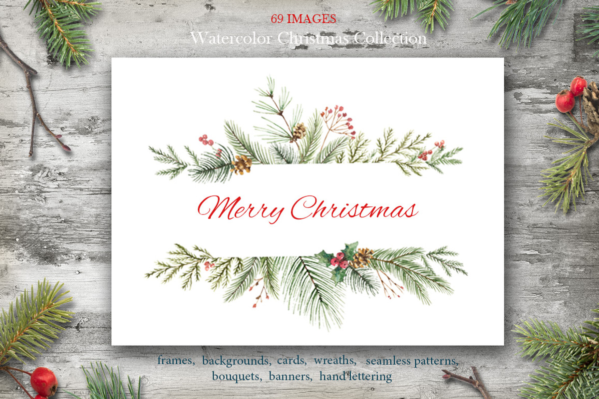 Watercolor Christmas collection., a Decorative Illustration by Elena Medvedeva (Photo 1 of 8)