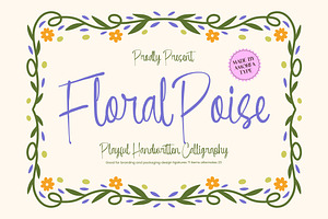 Floral Poise Charming Calligraphy