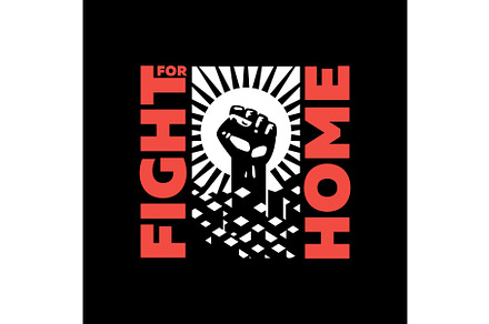 Fist. Fight emblem or label. Cartoon