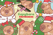 Cute Capybara Christmas Sticker Set, a Graphic by Dori Debreceni draws (Thumbnail 1 of 4)