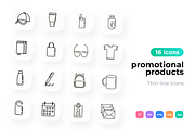 Promotional Products 16 Icons Set, an Outline Icon by Alex Blogoodf (Thumbnail 1 of 5)