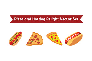 Pizza and Hotdog Delight Vector Set, a Food Illustration by jongcreative