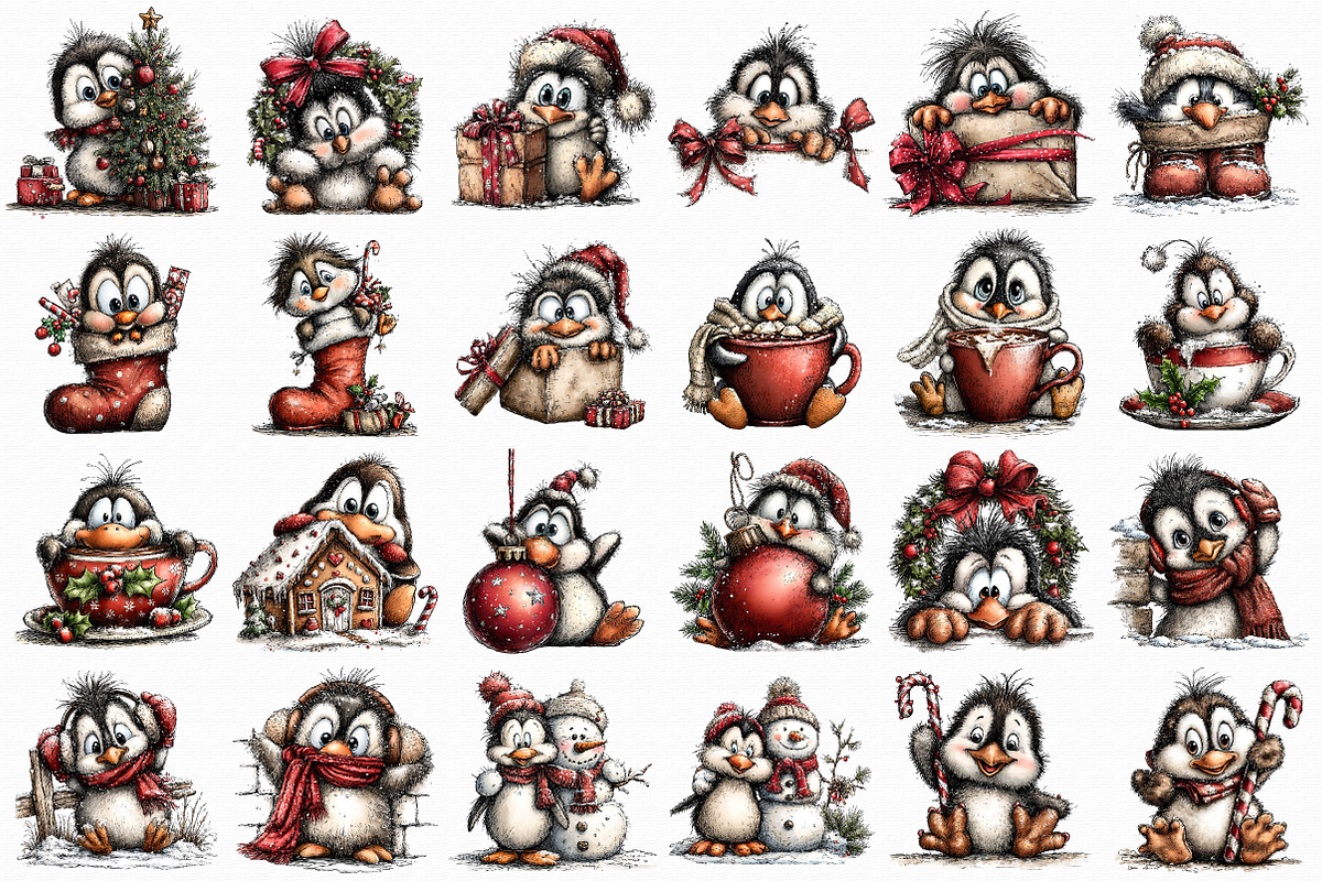 Christmas Peeking Penguin Clipart, an Illustration by Libby Wishes (Photo 4 of 7)