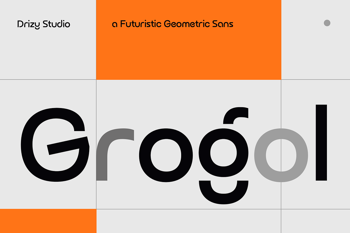 Grogol – Futuristic Geometric Sans, a Sans Serif Font by Drizy (Photo 1 of 8)