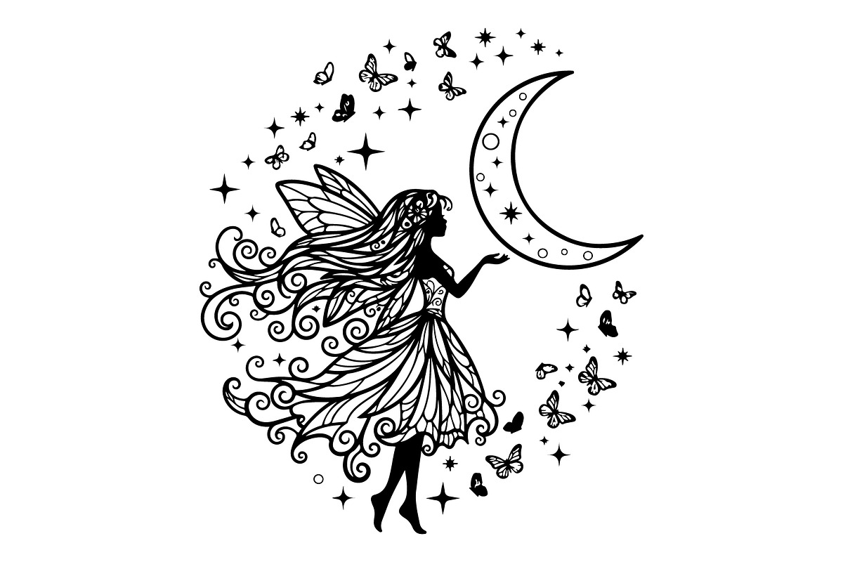Fairy Moon Butterfly Silhouette, an Object Illustration by Gaye Art (Photo 28 of 31)