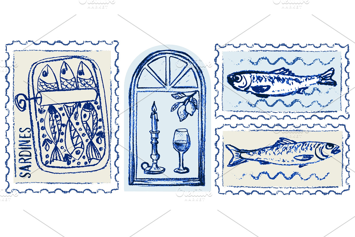 Hand drawn Amalfi coast postage, a Food Illustration by Zimages (Photo 1 of 3)
