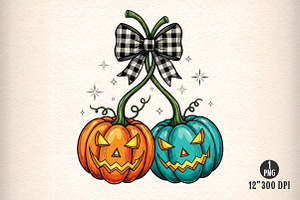 Pumpkin Cherries Coquette Halloween, an Illustration by Dream Creation