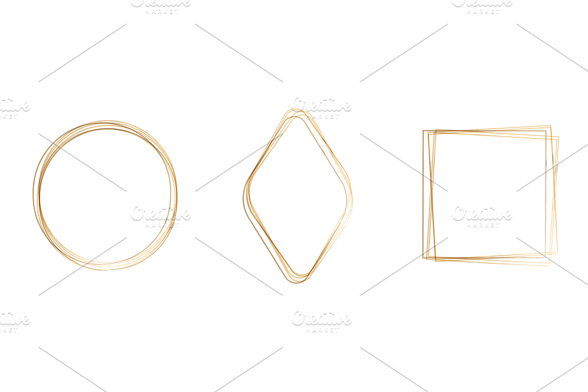 Set of elegant watercolor golden, an Illustration by okskukuruza
