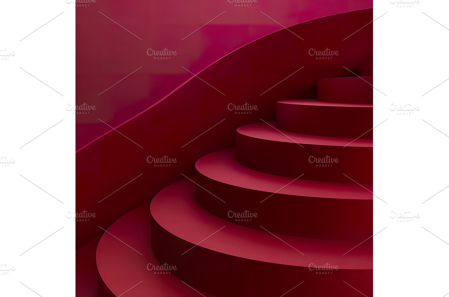 Curved Crimson Staircase with, an Abstract Photo by Lermont51