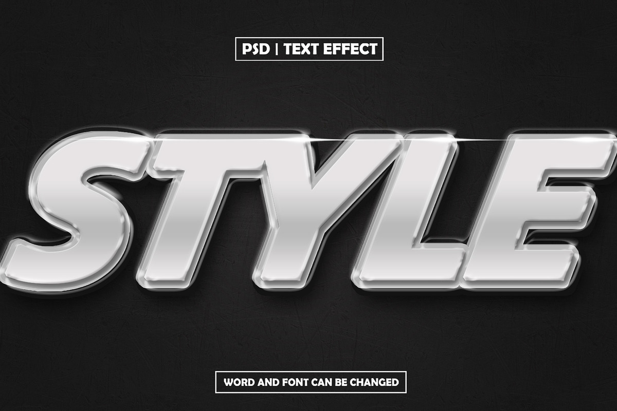Editable metallic 3d text effect, a Layer Style Add-On by AP Market (Photo 1 of 2)