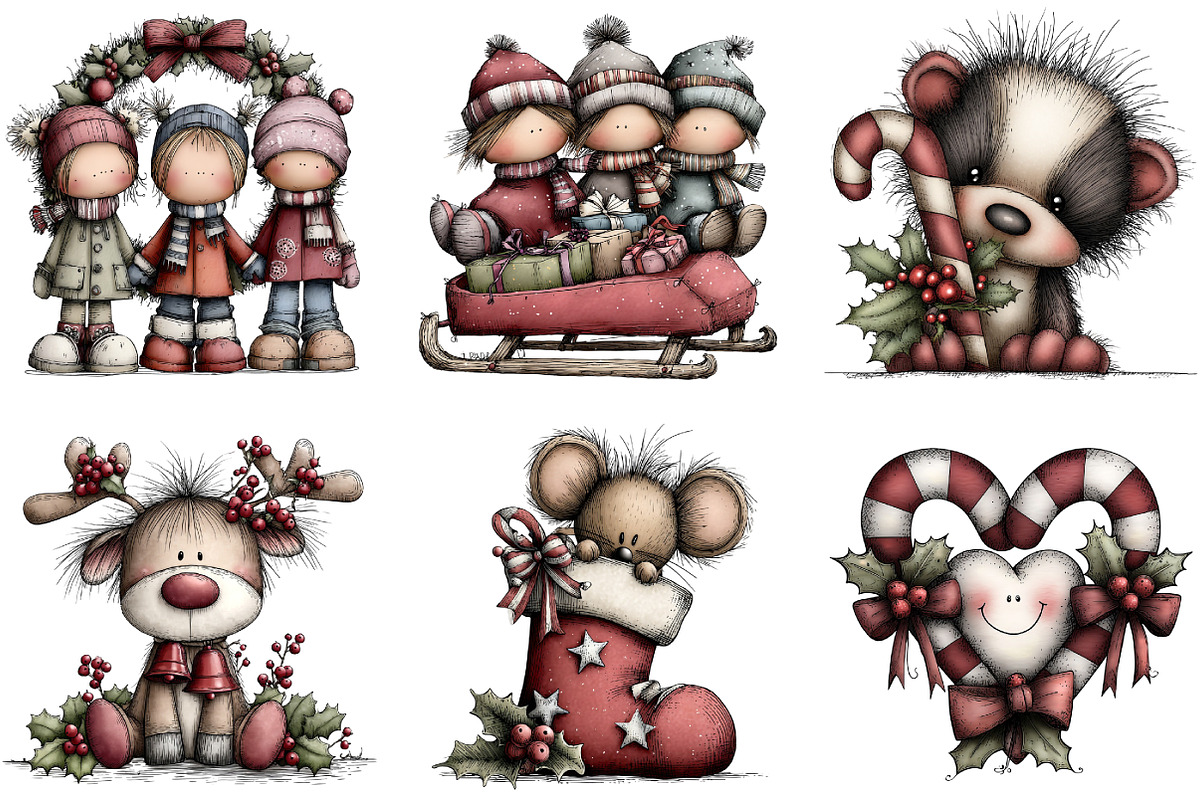 Whimsical Christmas Clipart, an Illustration by DreamArtGraphic (Photo 5 of 5)