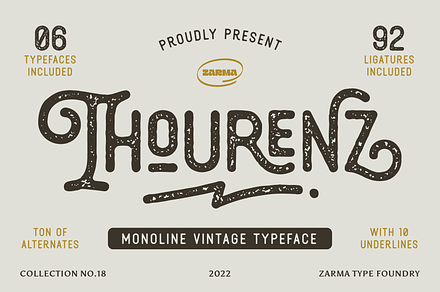 Thourenz - Monoline Vintage Font, a Sans Serif Font by Zarma Type