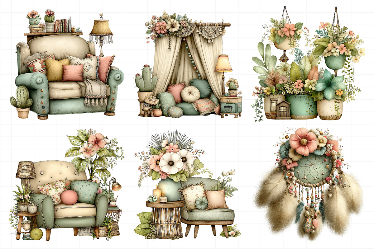 Cozy Boho Home Clipart, an Illustration by Daily.Designs (Photo 6 of 8)