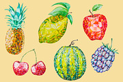 12 Watercolor Low Poly Fruit Set, a Food Illustration by LidiaP (Thumbnail 3 of 4)