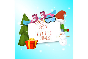 It S Winter Time Banner Vector