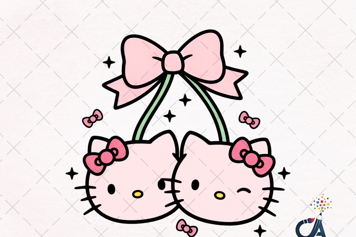 Coquette Bow Cherry Hello Kitty Png, an Illustration by Creative Art (Photo 1 of 6)