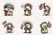 Whimsical Patriotic Hedgehog Clipart, an Animal Illustration by CreationArt (Thumbnail 3 of 7)