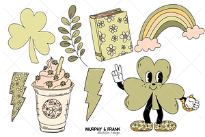 Retro St Patricks Day Groovy Clipart