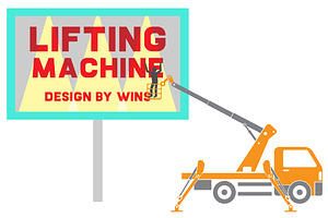 Lifting machine icons set