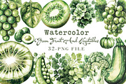 Watercolor Green Fruit And Vegetable, an Illustration by Libby Wishes (Thumbnail 1 of 5)