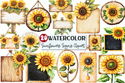 Summer Sunflowers Signs Clipart, an Illustration by Rose Art (Thumbnail 1 of 3)