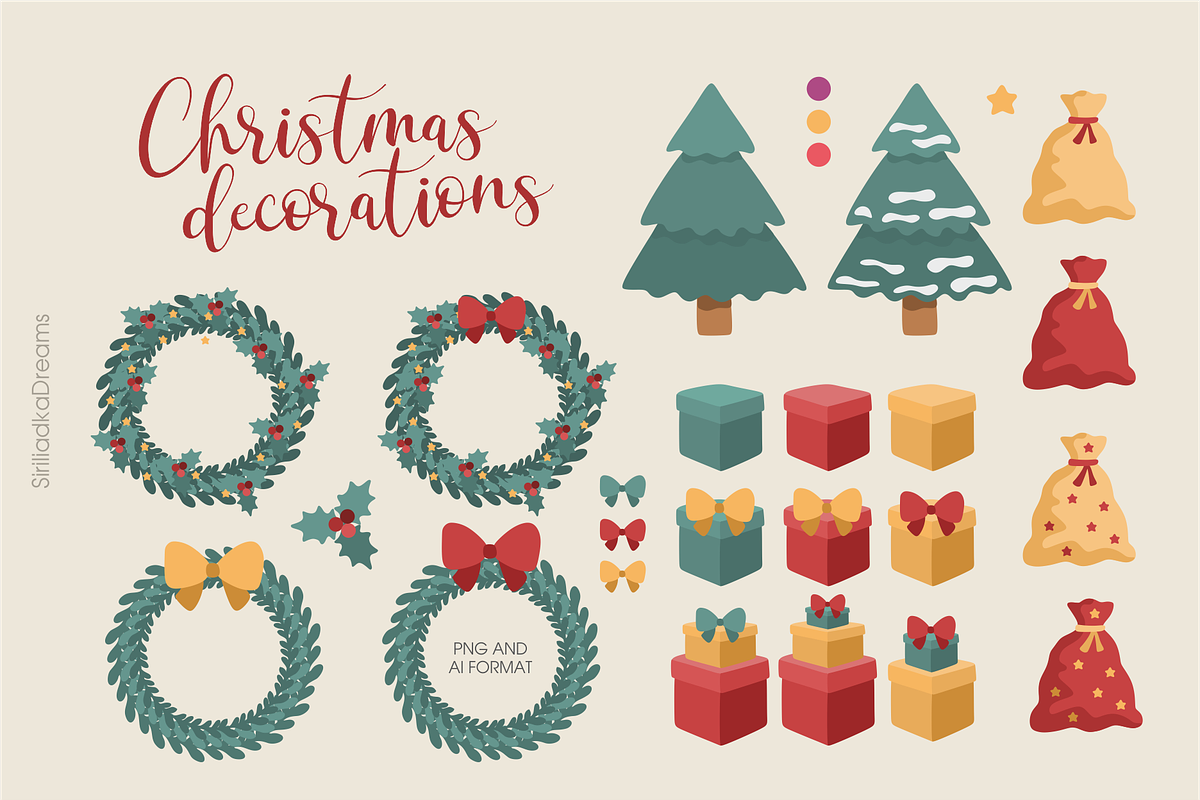 Christmas and New Year dogs clipart, an Illustration by Siriliadka Dreams (Photo 2 of 8)