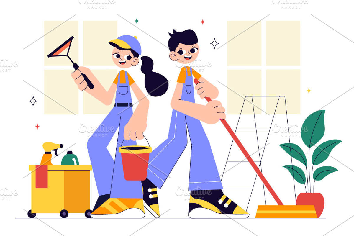 10 Home Cleaning Illustration, a Person Illustration by denayunebgt (Photo 4 of 4)