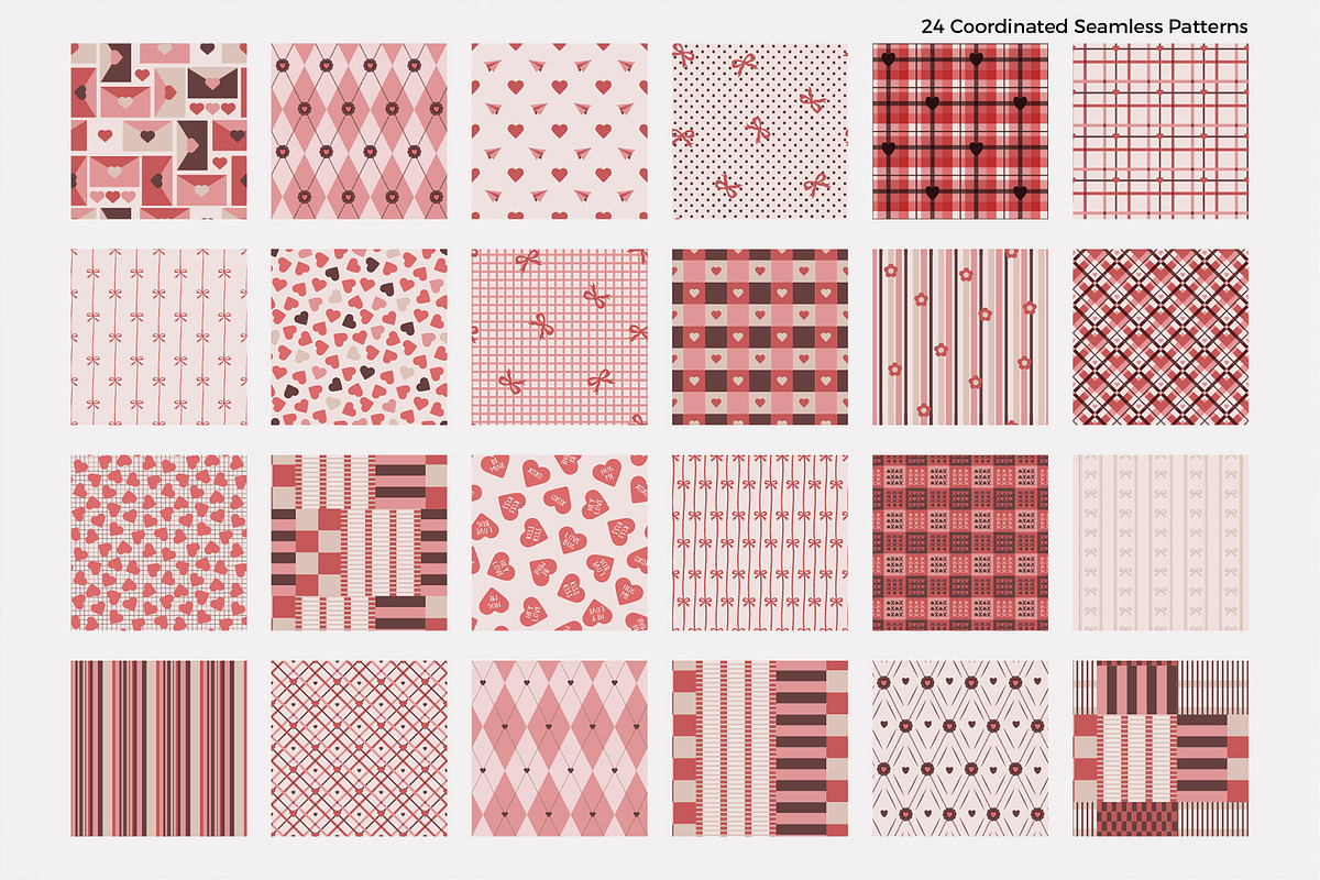 VALENTINE SEAMLESS PATTERNS & HEARTS, a Pattern Graphic by Sonulkaster (Photo 3 of 9)