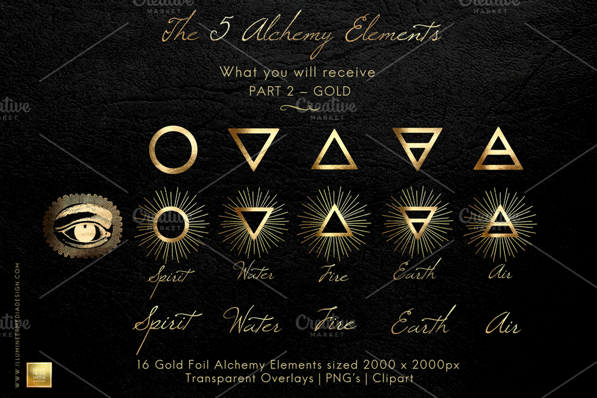 The 5 Alchemy Elements: Foil Set, an Object Graphic by Illumineer Media & Design (Photo 9 of 13)