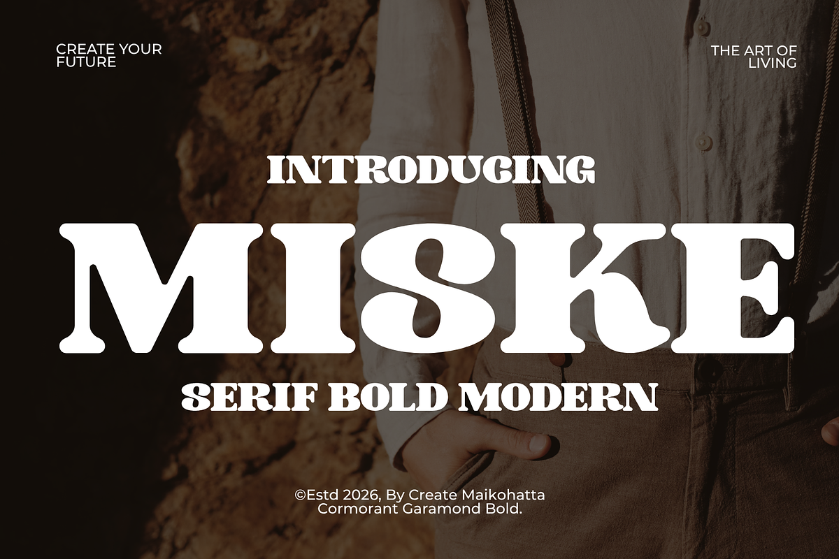 Miske – Modern Bold Serif, a Serif Font by MaikoHatta (Photo 1 of 8)