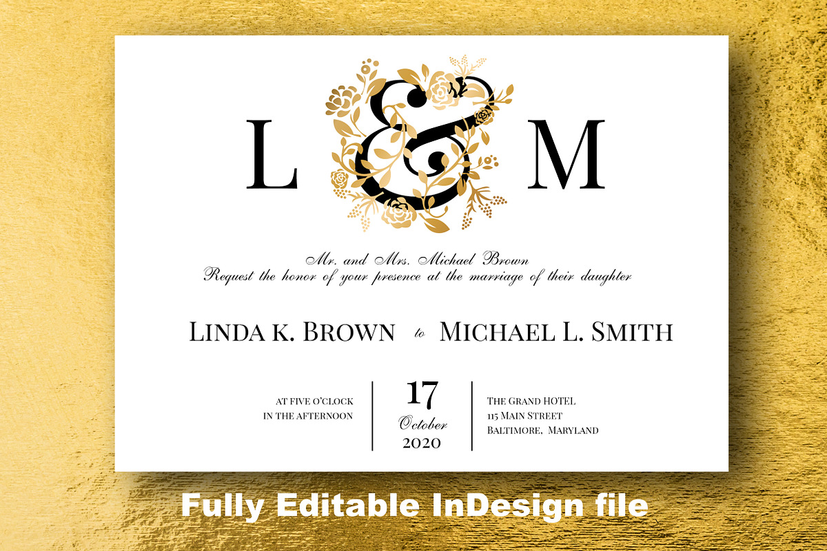 Elegant Gold Wedding Invite, an Invitation Template by BF Studios (Photo 1 of 2)