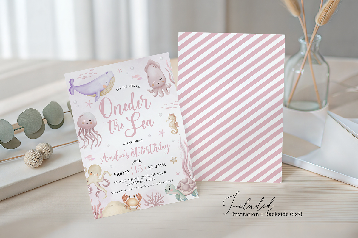 Under the Sea 1st Birthday, an Invitation Template by Digital_Mind (Photo 2 of 5)