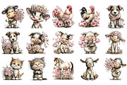 Whimsical Spring Farm Animals Clipar, an Illustration by OK Design (Thumbnail 3 of 6)