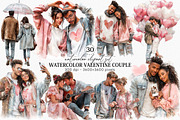 Watercolor Valentine Couple Clipart, an Illustration by Canvas Craft (Thumbnail 1 of 6)