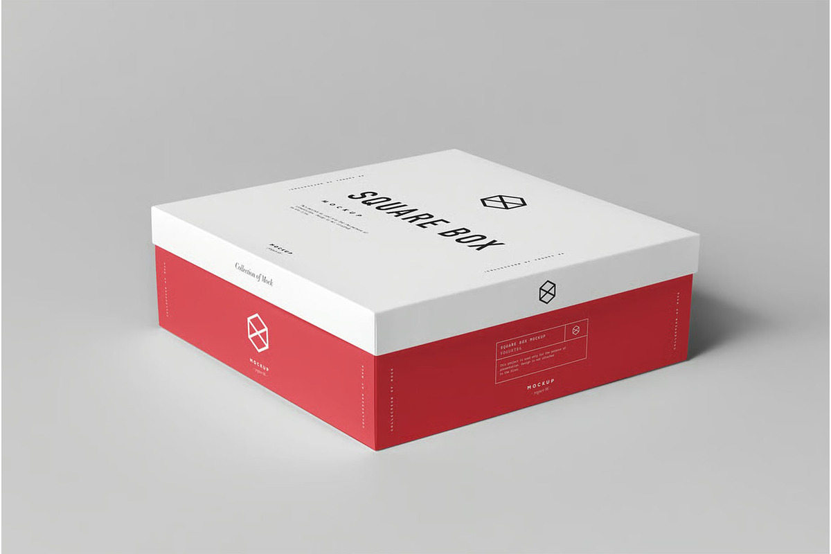 Square Shoe Box Mock-up, a Product Mockup by zippypixelstudio (Photo 4 of 7)