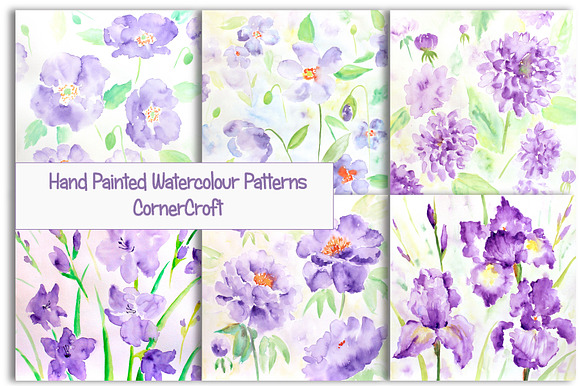 Watercolor Patterns Blue Flowers