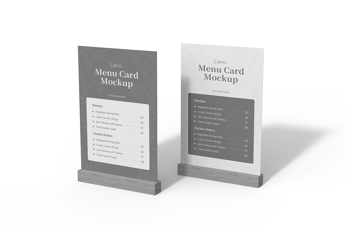 Standing Two Menu Card Mockup