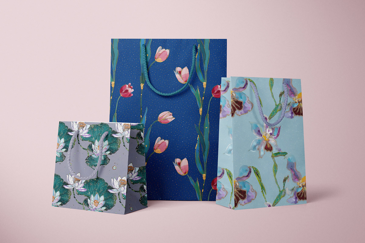 Sparkling Floral Patterns, a Pattern Graphic by Ninterints (Photo 12 of 17)