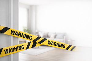 Warning tape in modern living room i, a Photo by Dvoevnore photos