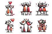 Valentine Romantic Cat Couple Clipar, an Illustration by SinaCreation (Thumbnail 3 of 11)