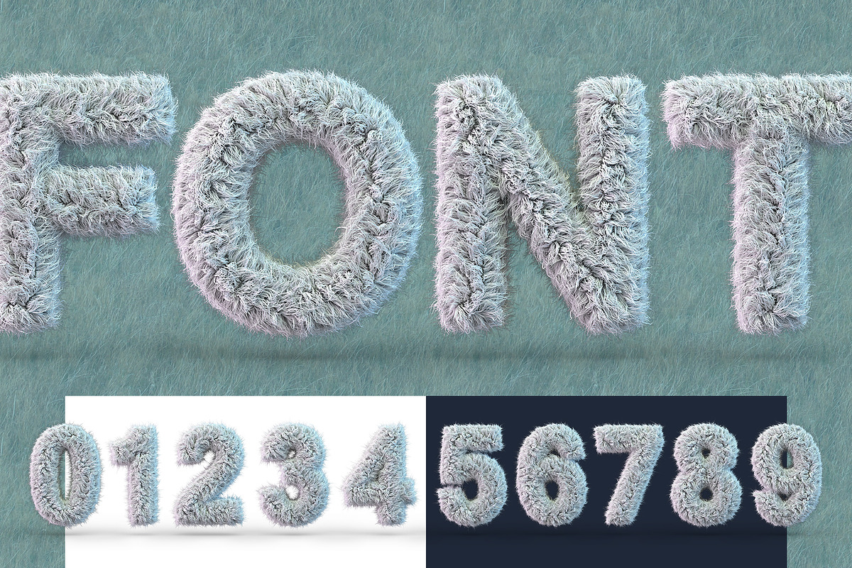 Uppercase furry white font, a Background Graphic by 3D Graphics Shop (Photo 1 of 3)